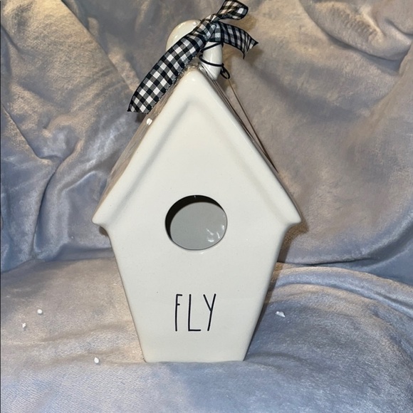 Rae Dunn “Fly” Ceramic Birdhouse with Bird Print - Picture 1 of 3